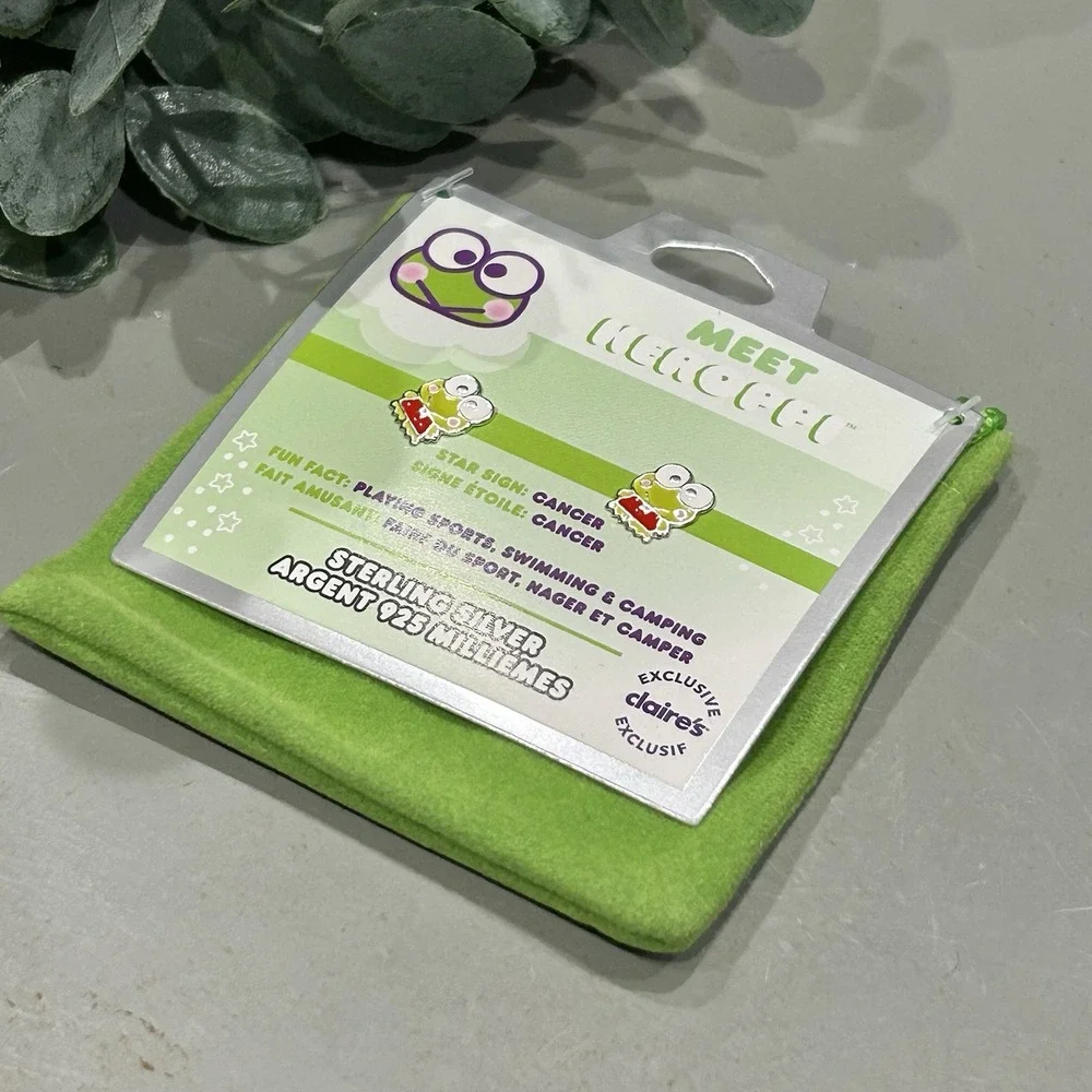 Keroppi Sterling Silver Plated Charm‎ Earrings Kawaii Anime NEW